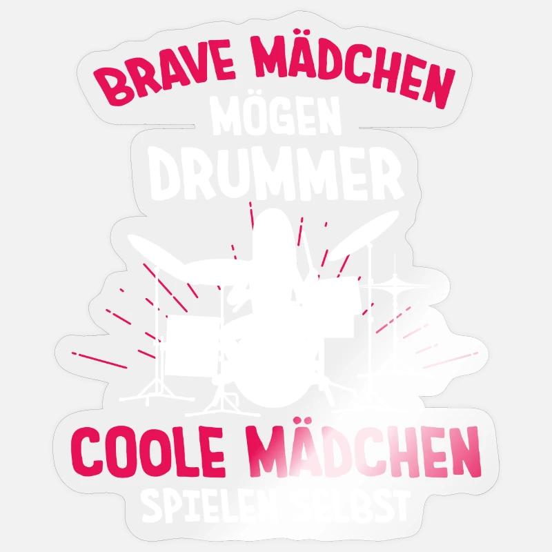 Schlagzeuger Mädchen Drummer - Sticker Größe S (10 x 10 cm) - Transparent glänzend