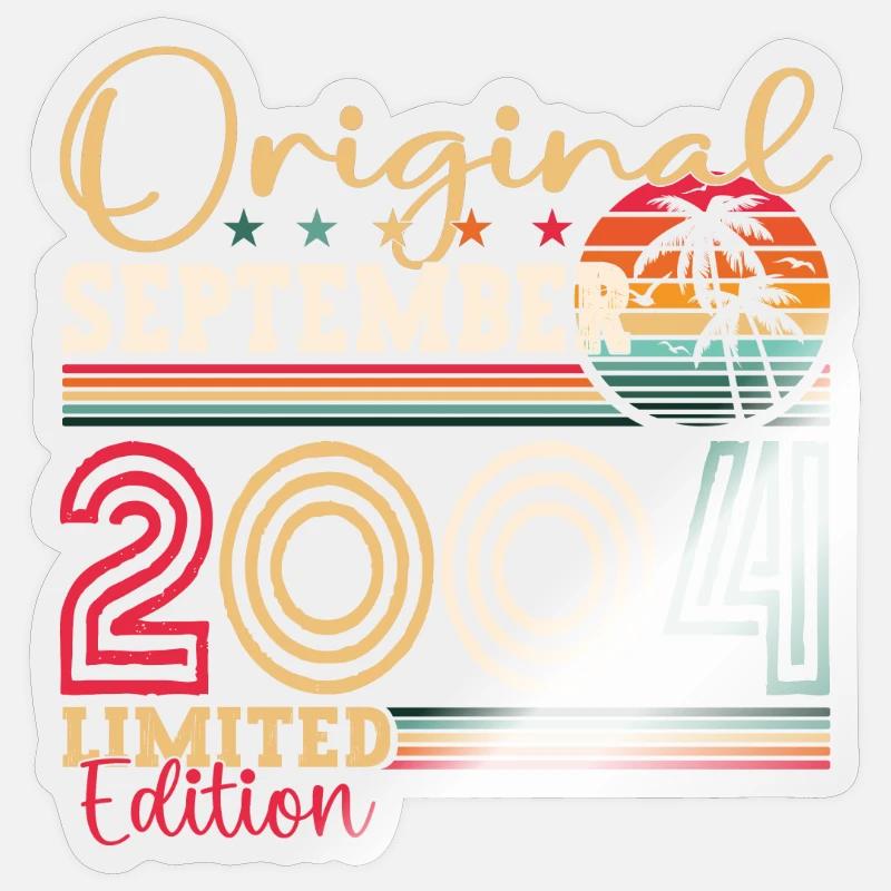 Original September Vintage 2004 Geburtstag Lustig - Sticker Größe S (10 x 10 cm) - Transparent glänzend
