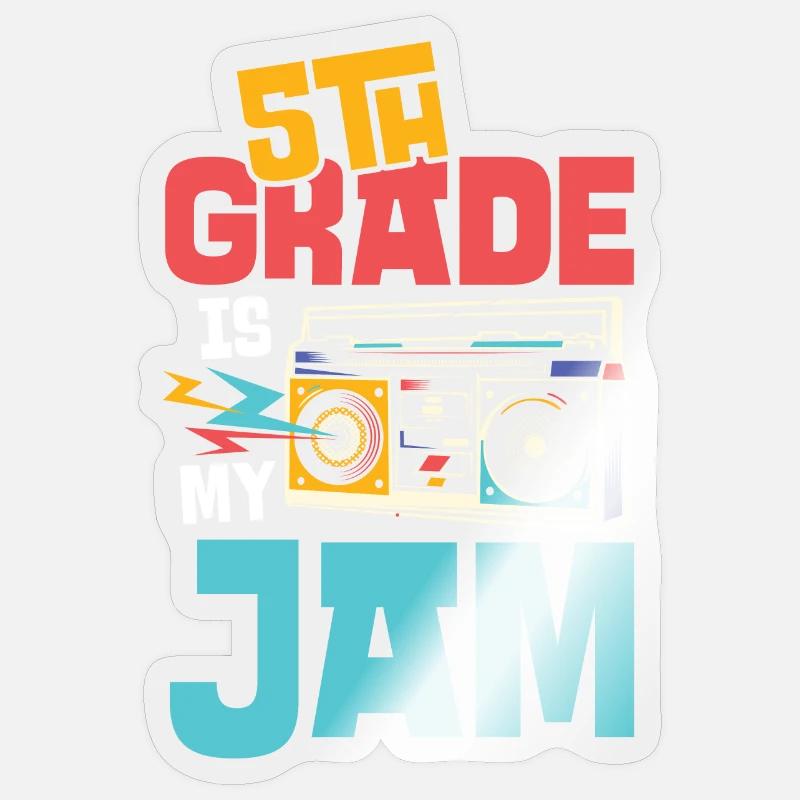 5. Klasse Musik-Design mit Kassette und Jam - Sticker Größe S (10 x 10 cm) - Transparent glänzend