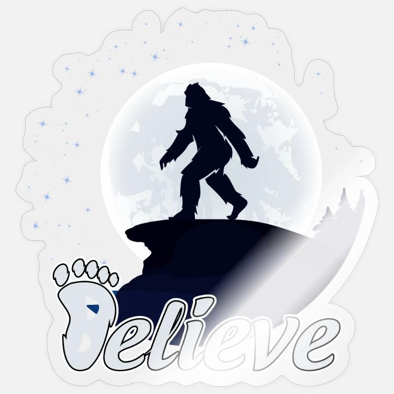 Big Foot Moon Believe - Sticker taille S (10 x 10 cm) - brillant transparent
