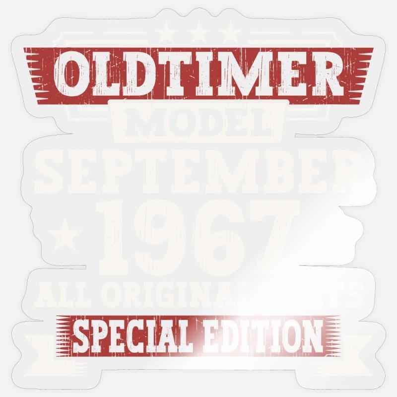 Oldtimer Septembre 1967 cadeau de 55e anniversaire - Sticker taille S (10 x 10 cm) - brillant transparent