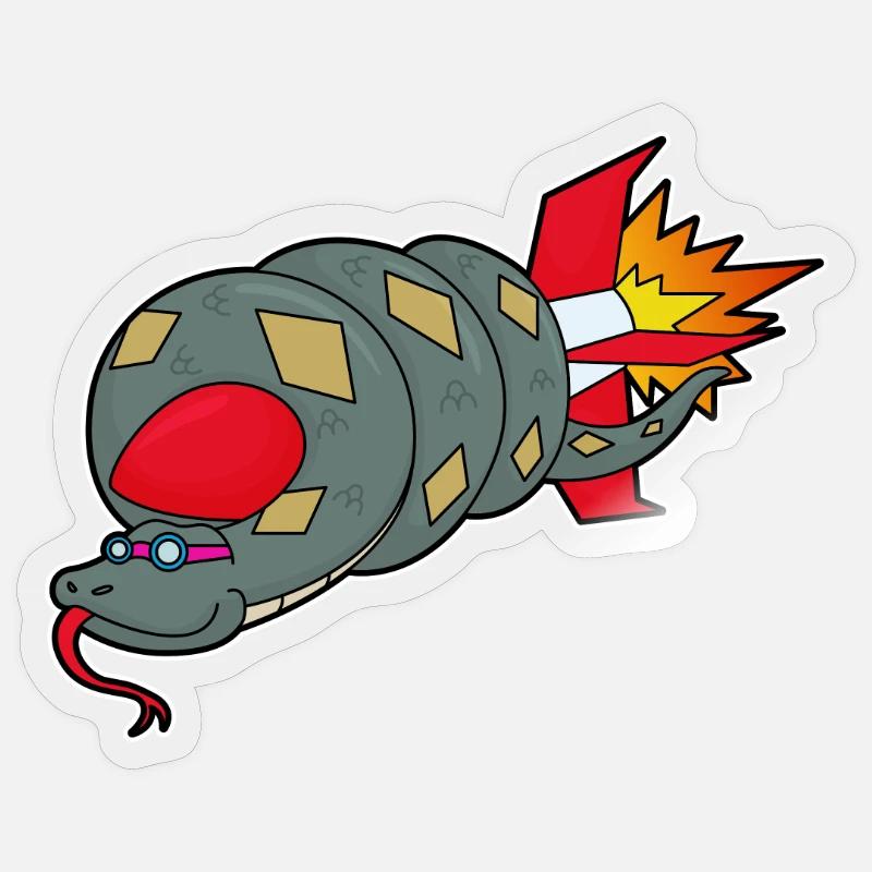 Serpent avec fusée - Sticker taille S (10 x 10 cm) - brillant transparent