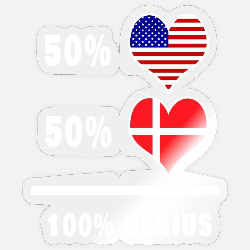 Conception ingénieuse du drapeau des États-Unis et du Danemark Sticker taille S (10 x 10 cm)
