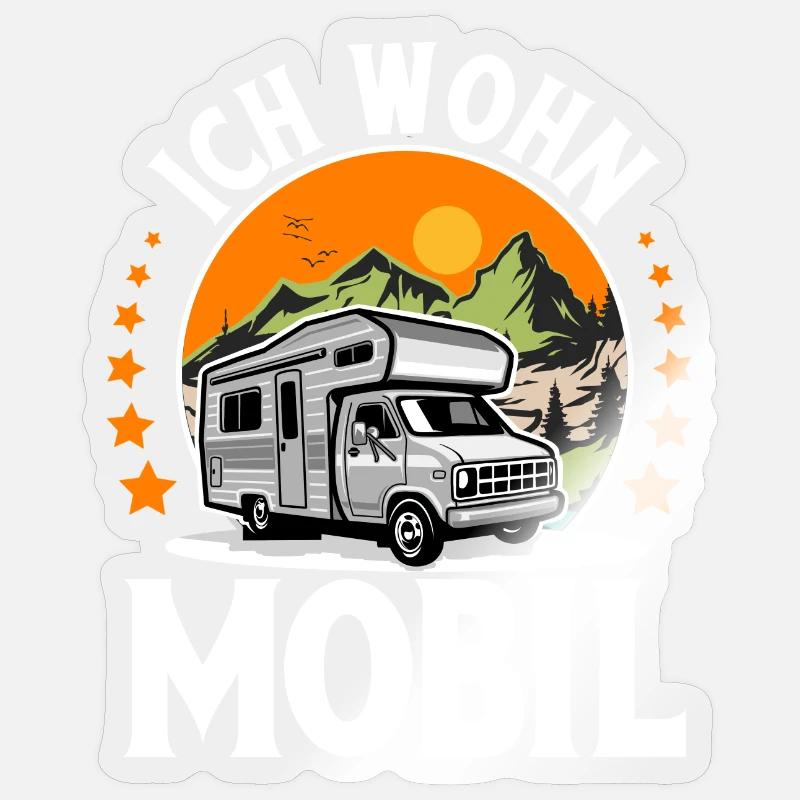 Camping Camper Campen - Sticker Größe S (10 x 10 cm) - Transparent glänzend