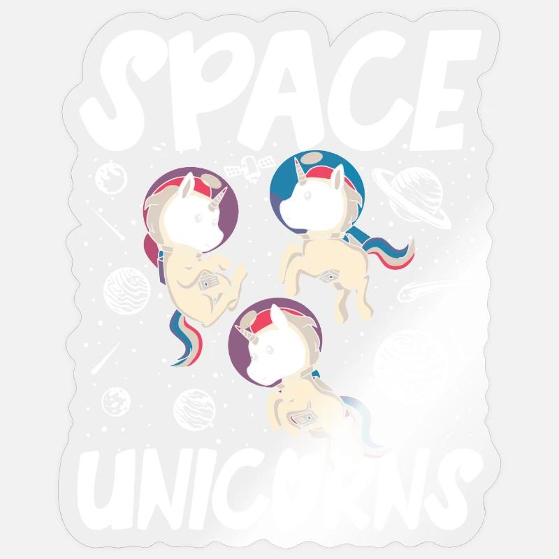 Space unicorns - Sticker Größe S (10 x 10 cm) - Transparent glänzend