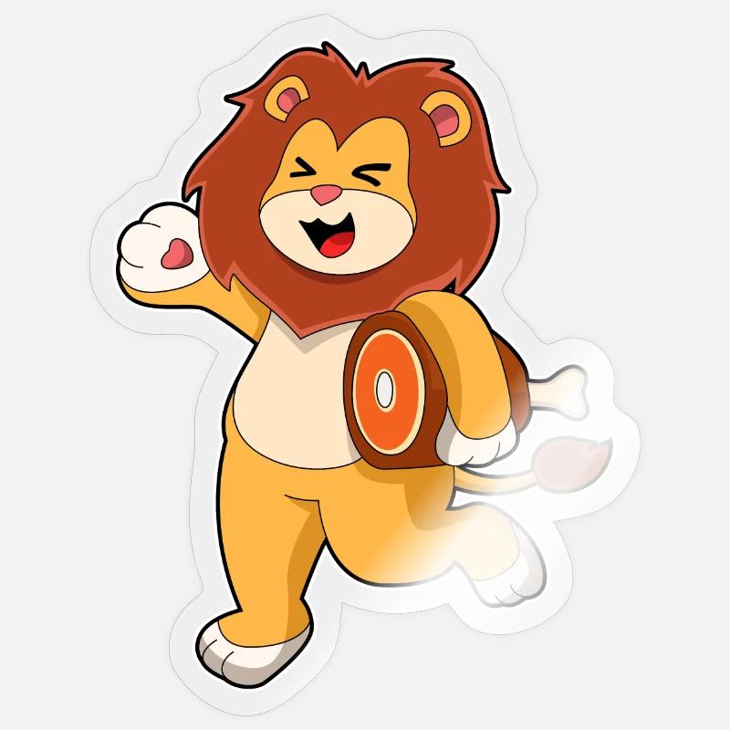 Löwe mit Fleisch - Sticker Größe S (10 x 10 cm) - Transparent glänzend