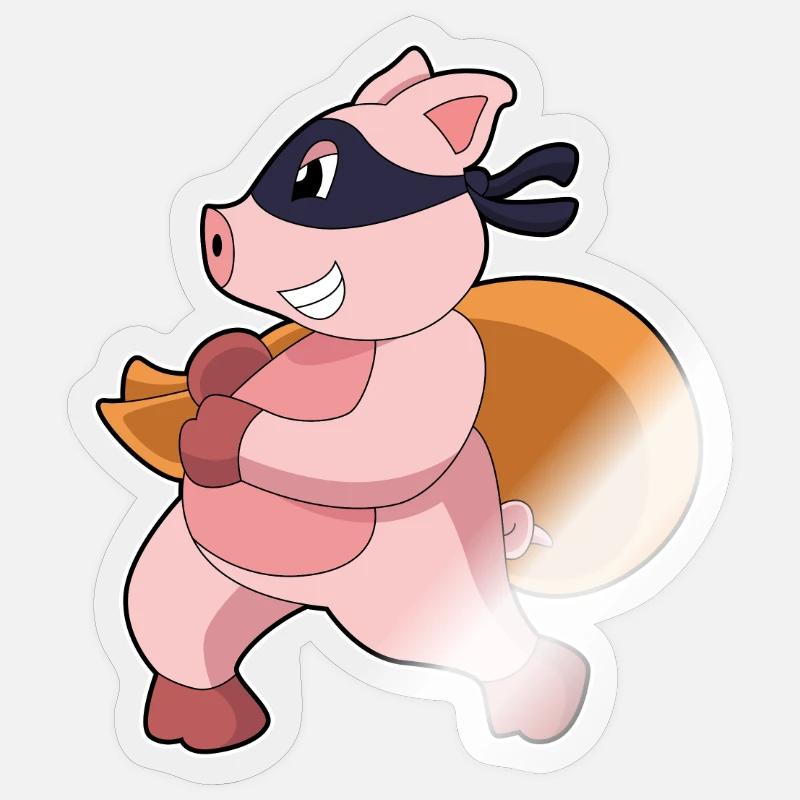 Cochon comme joggeur - Sticker taille S (10 x 10 cm) - brillant transparent