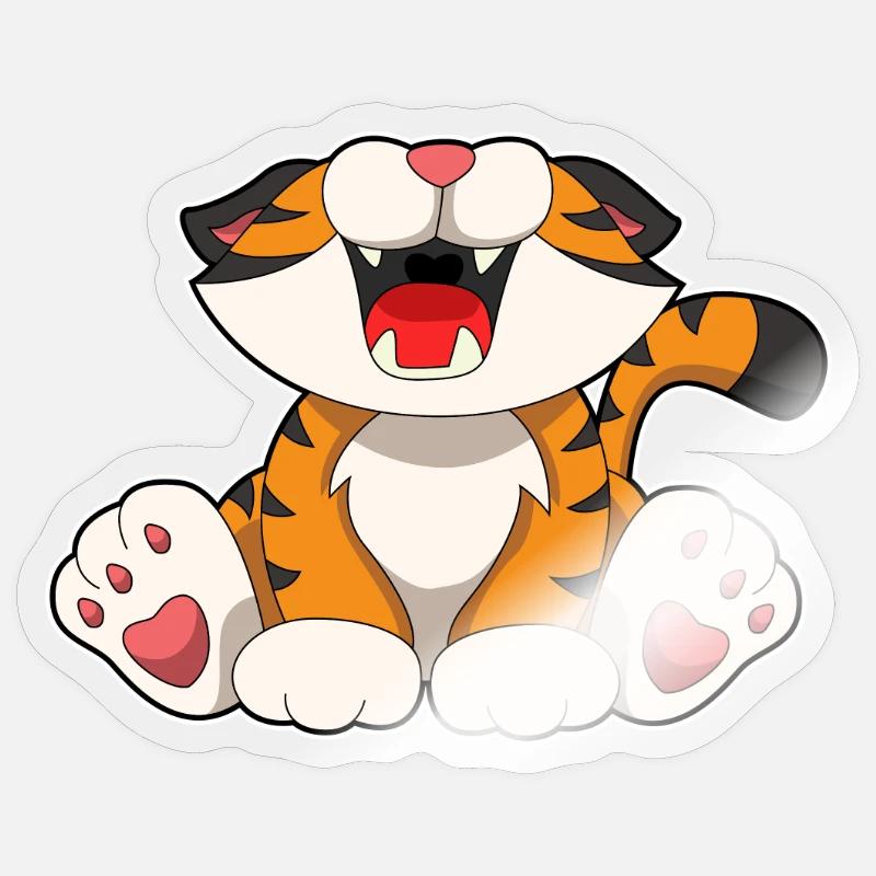 Brüllender Tiger - Sticker Größe S (10 x 10 cm) - Transparent glänzend