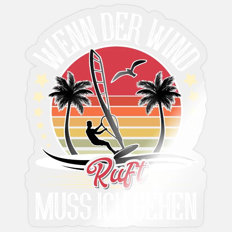 Windsurfen Windsurfer Windsurf - Sticker Größe S (10 x 10 cm) - Transparent glänzend