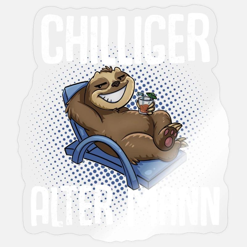 Chilliger Alter Mann Opa - Sticker Größe S (10 x 10 cm) - Transparent glänzend