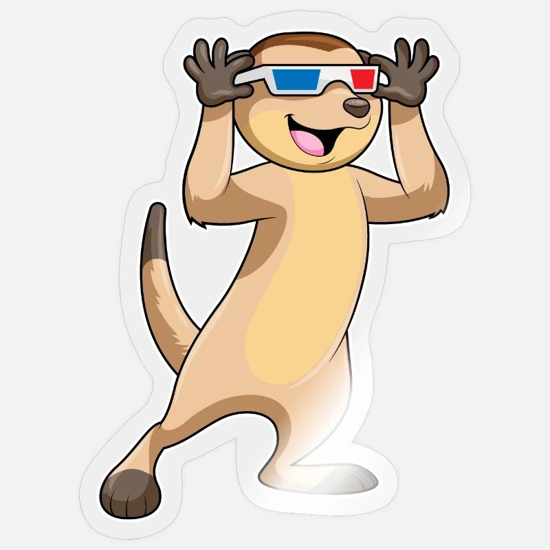 Erdmännchen Brille - Sticker Größe S (10 x 10 cm) - Transparent glänzend