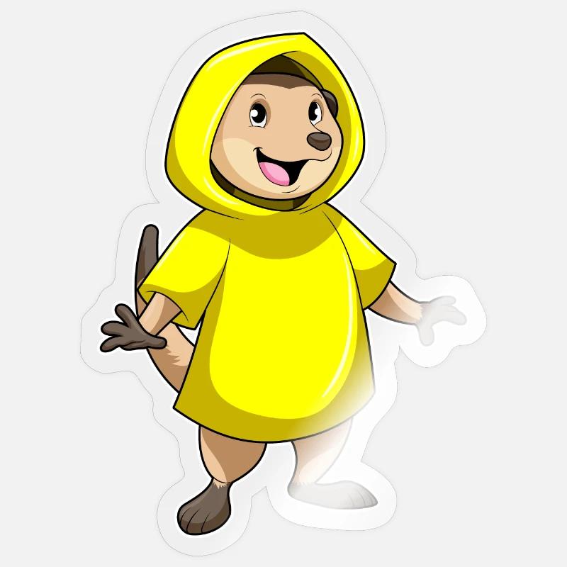 Erdmännchen mit Regenjacke - Sticker Größe S (10 x 10 cm) - Transparent glänzend
