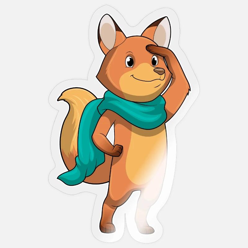Fuchs mit Schal - Sticker Größe S (10 x 10 cm) - Transparent glänzend