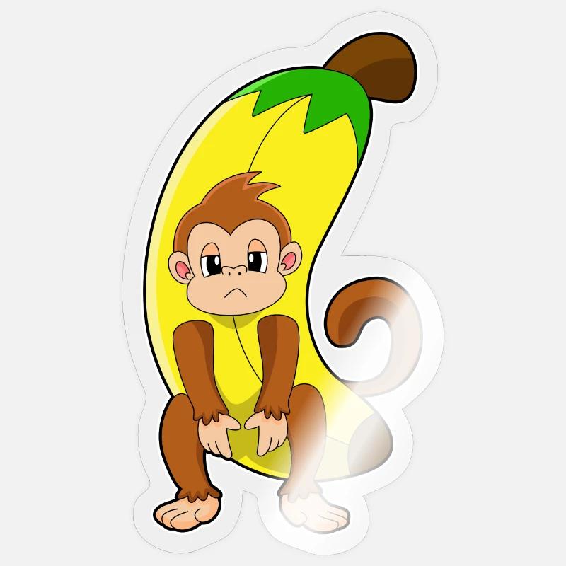 Affe mit Banane - Sticker Größe S (10 x 10 cm) - Transparent glänzend