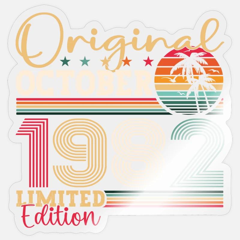 Originale Ottobre 1982 40th Birthday Gift Cool - Sticker formato S (10 x 10 cm) - trasparente lucido