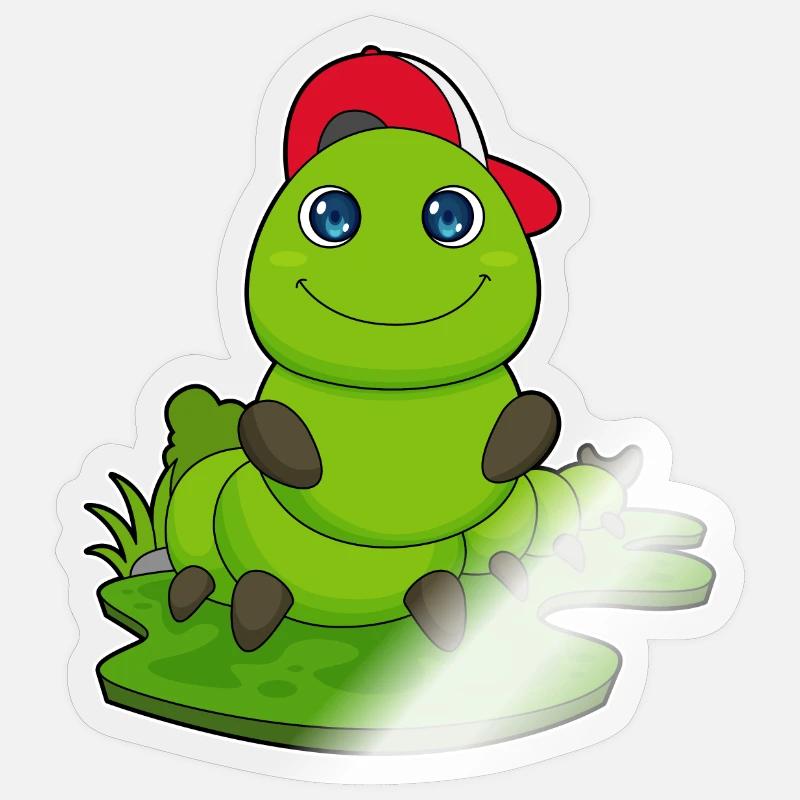 Chenille avec capuchon - Sticker taille S (10 x 10 cm) - brillant transparent