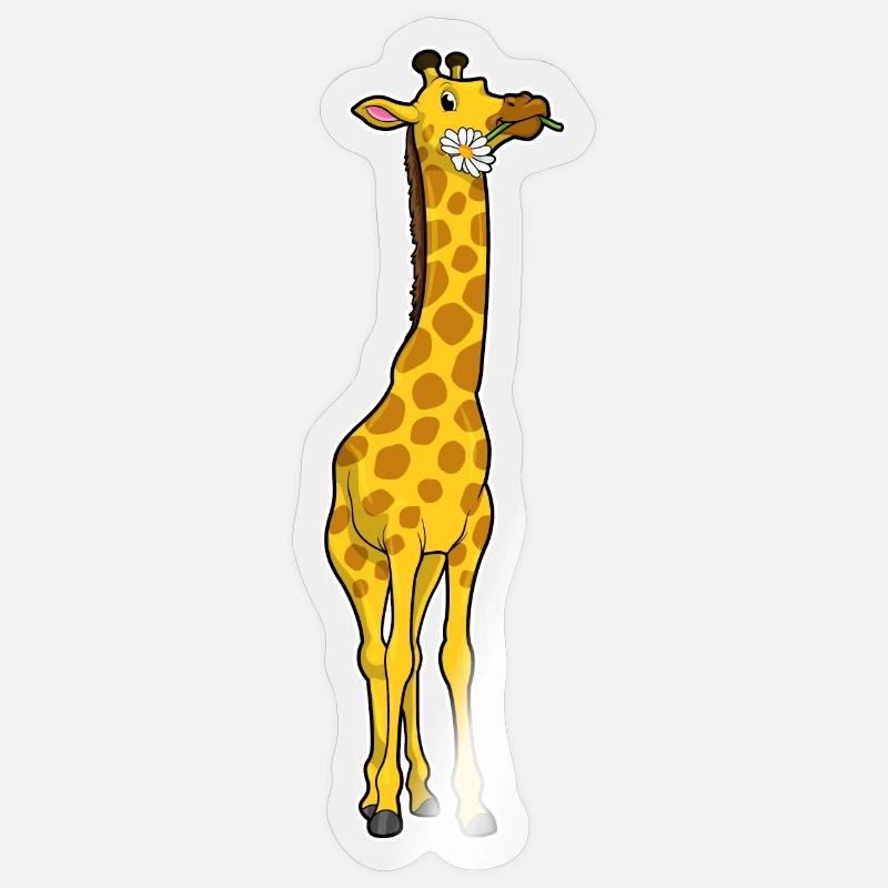Giraffe Gänseblümchen - Sticker Größe S (10 x 10 cm) - Transparent glänzend
