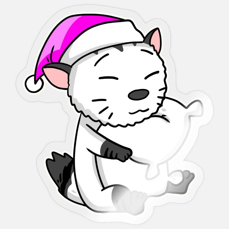 Chat race American Bobtail - Sticker taille S (10 x 10 cm) - brillant transparent