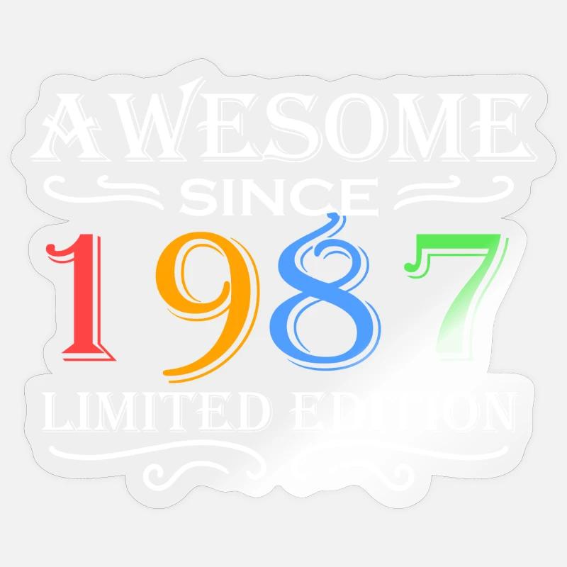 1987 - Born 1987 - Sticker size S (10 x 10 cm) - transparent glossy
