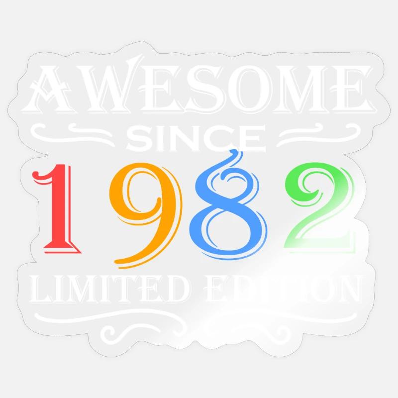 1982 - Né en 1982 - Sticker taille S (10 x 10 cm) - brillant transparent