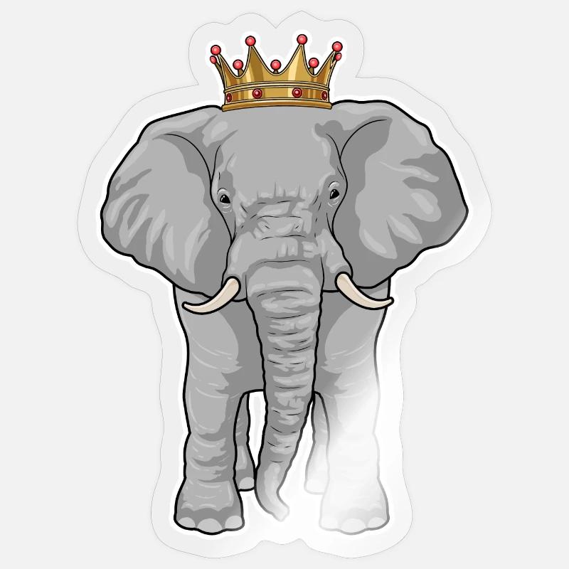 Couronne du roi éléphant - Sticker taille S (10 x 10 cm) - brillant transparent