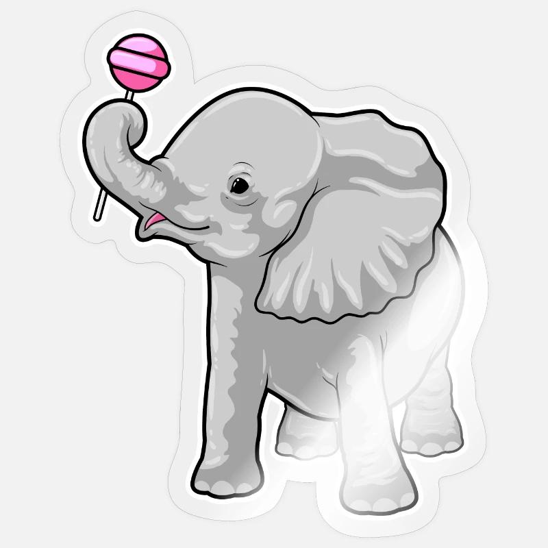 Sucettes d’éléphant - Sticker taille S (10 x 10 cm) - brillant transparent