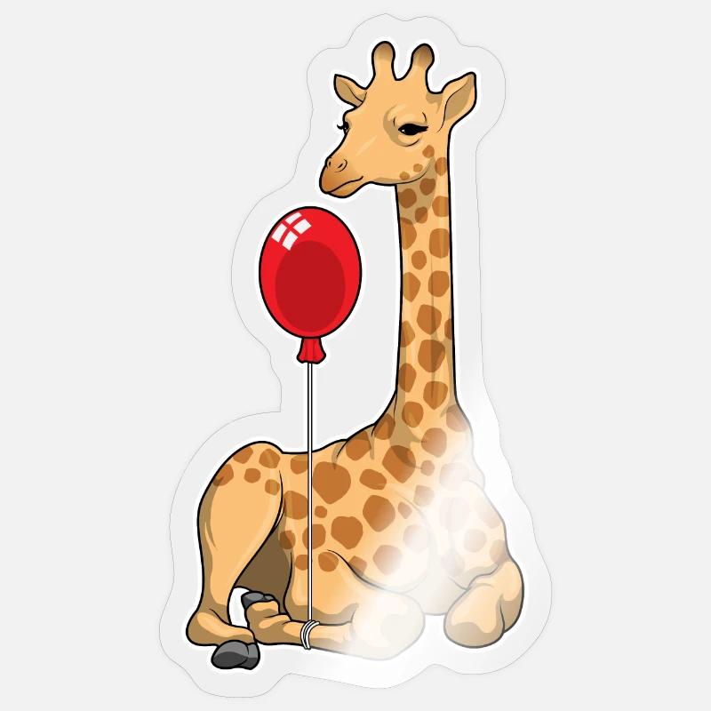 Ballon girafe - Sticker taille S (10 x 10 cm) - brillant transparent