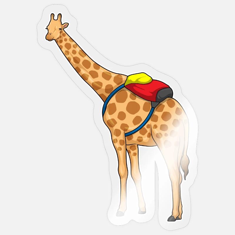Giraffe Rucksack - Sticker Größe S (10 x 10 cm) - Transparent glänzend