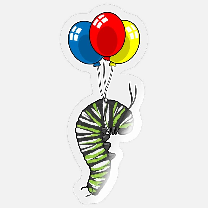 Ballon Caterpillar - Sticker taille S (10 x 10 cm) - brillant transparent