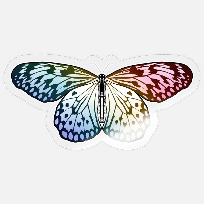 Papillon Arc-en-ciel - Sticker taille S (10 x 10 cm) - brillant transparent