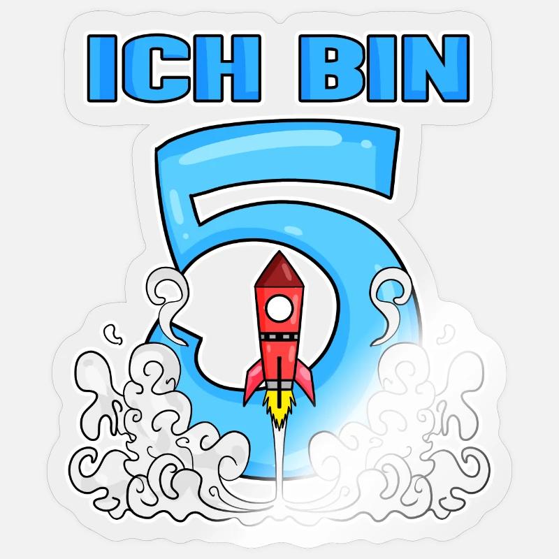 Junge 5 Jahre alt - Ich bin 5 - 5. Geburtstag - Sticker Größe S (10 x 10 cm) - Transparent glänzend