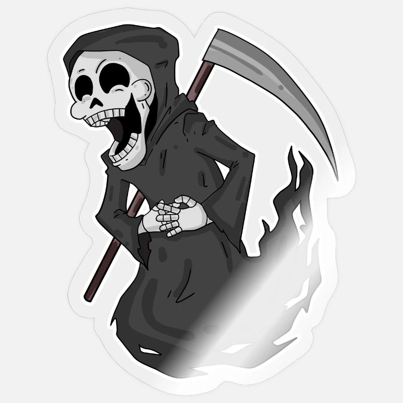Grim Reaper laughs funny - Sticker size S (10 x 10 cm) - transparent glossy