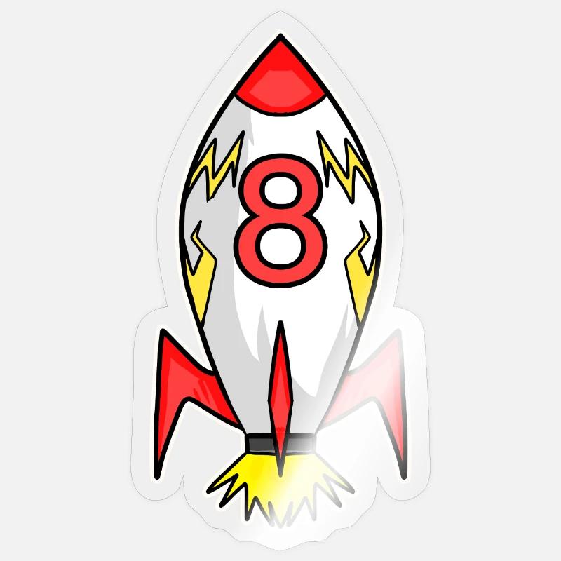 Rocket Boy 8th Birthday - Sticker size S (10 x 10 cm) - transparent glossy