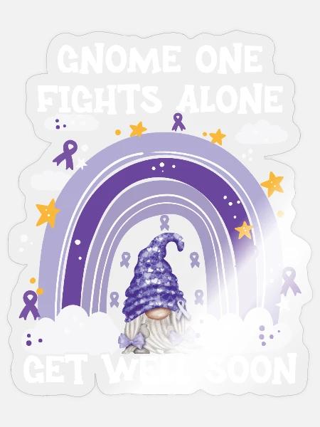 Gnome One Fights Alone Hodgkin Lymphom - Sticker Größe S (10 x 10 cm) - Transparent glänzend
