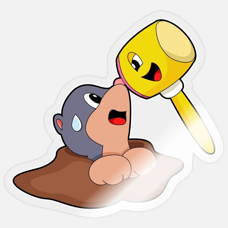 Mole Hammer - Sticker size S (10 x 10 cm) - transparent glossy