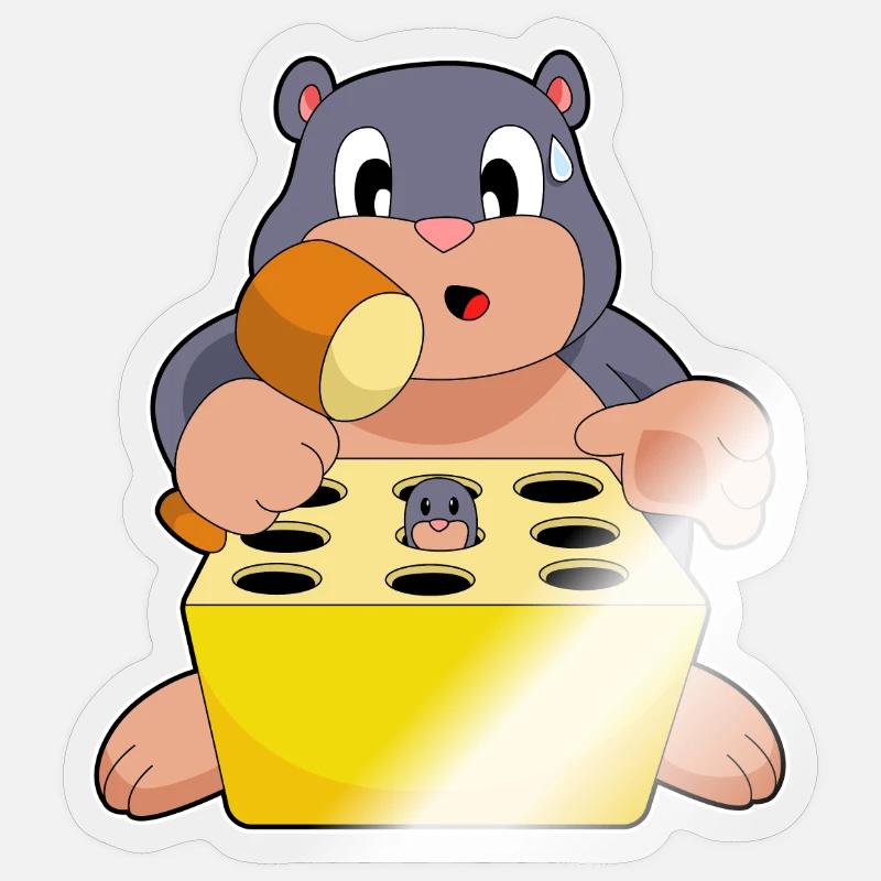 Jeu de taupe - Sticker taille S (10 x 10 cm) - brillant transparent