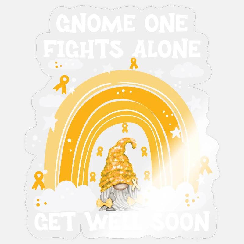 Gnome One Fights Alone Kinderkrebs - Sticker Größe S (10 x 10 cm) - Transparent glänzend