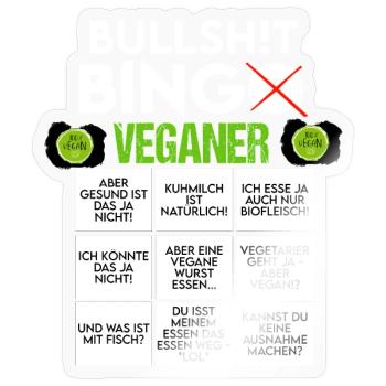 BINGO BULLSHIT VEGANER VEGAN - Sticker Größe S (10 x 10 cm) - Transparent glänzend - Vorne