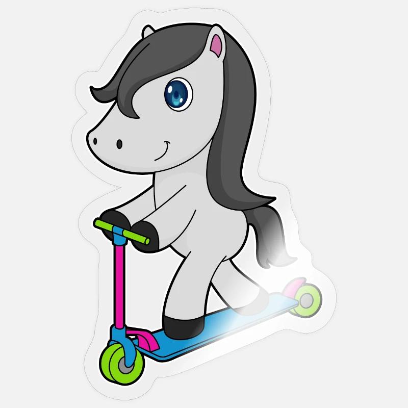 Trottinette à cheval - Sticker taille S (10 x 10 cm) - brillant transparent