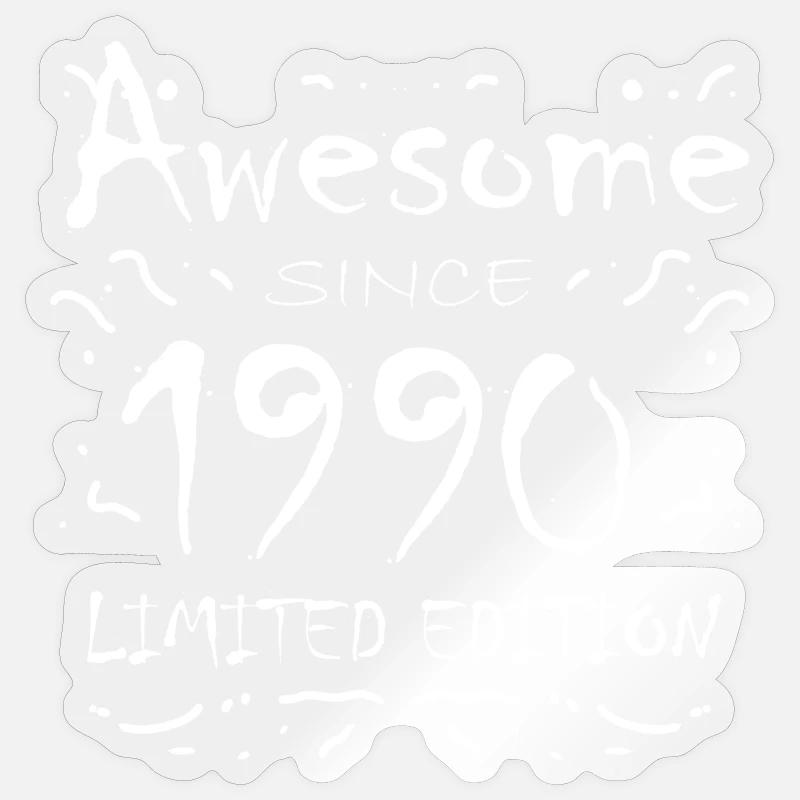 1990 - Born 1990 - Sticker size S (10 x 10 cm) - transparent glossy