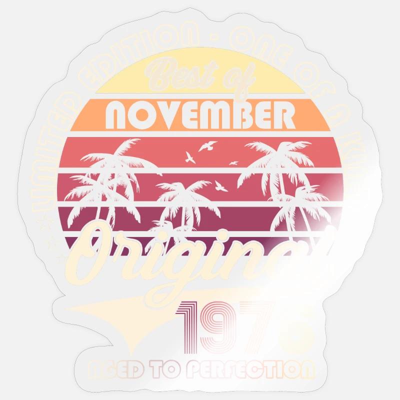 Original November 1976 46. Geburtstag Geschenk - Sticker Größe S (10 x 10 cm) - Transparent glänzend