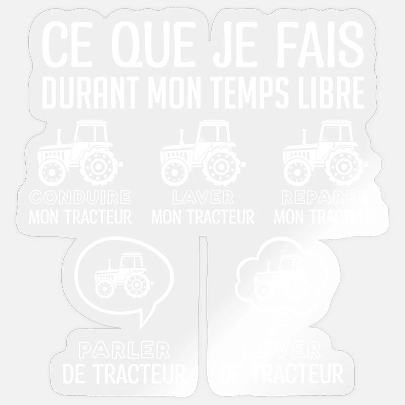 tracteur | ce que je fais pendant mon temps libre - Sticker taille S (10 x 10 cm) - brillant transparent