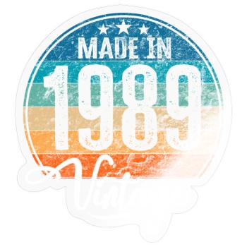 Vintage Made in 1989 Geburtsjahr 1989 Geburtstag - Sticker Größe S (10 x 10 cm) - Transparent glänzend - Vorne