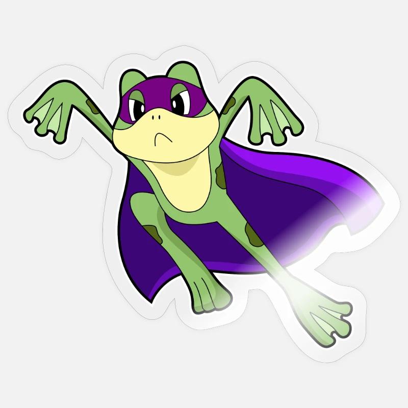 Frosch Held - Sticker Größe S (10 x 10 cm) - Transparent glänzend