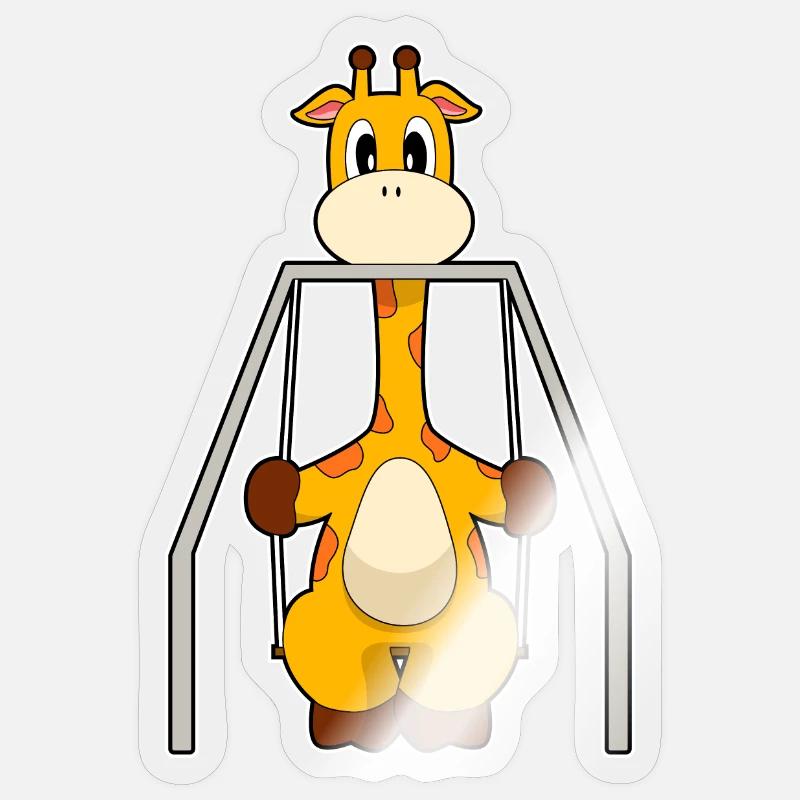 Balançoire girafe - Sticker taille S (10 x 10 cm) - brillant transparent