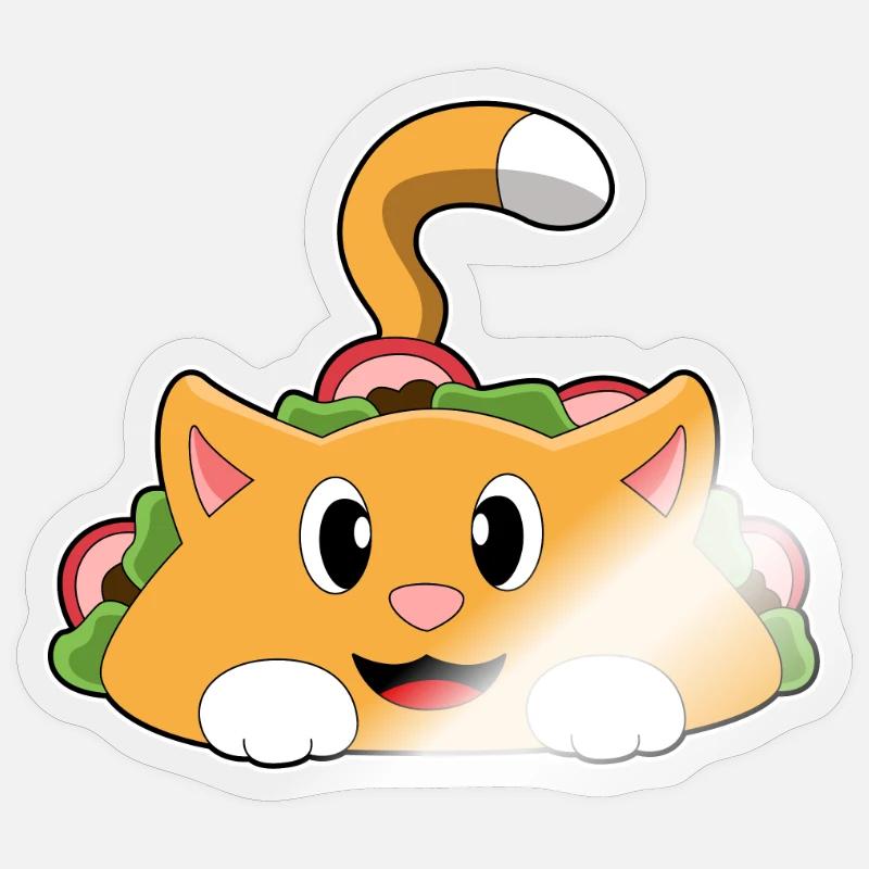 Taco pour chat - Sticker taille S (10 x 10 cm) - brillant transparent