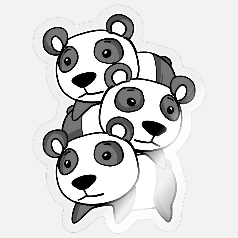 Cute pandas - Sticker size S (10 x 10 cm) - transparent glossy