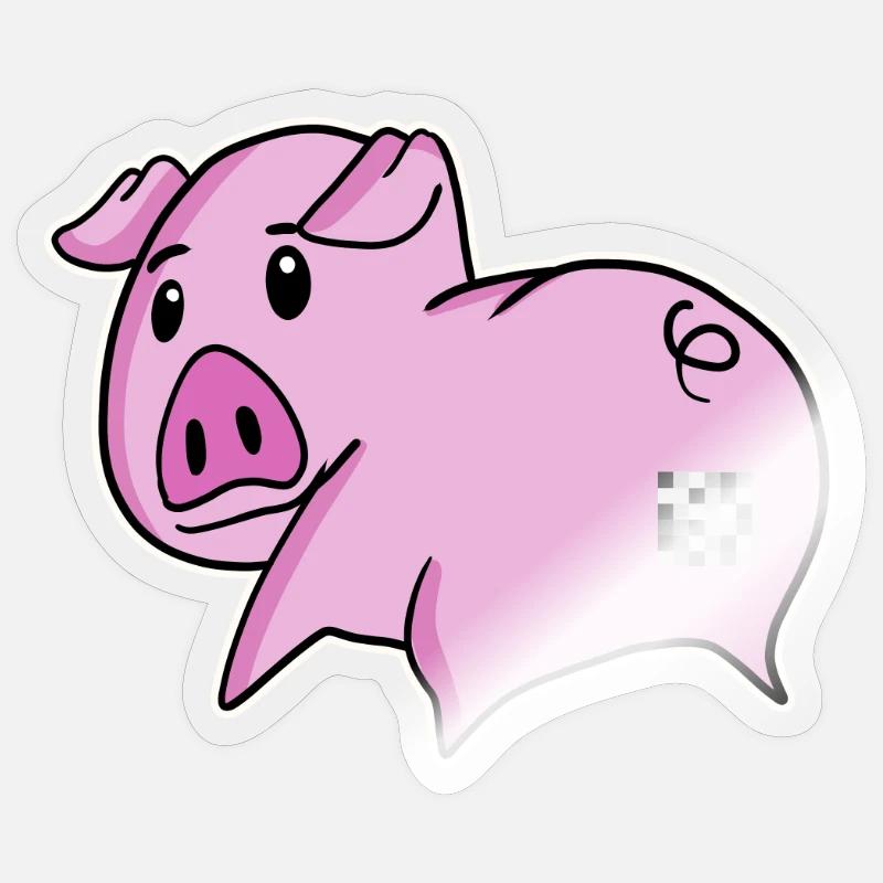 Schwein Arsch - Schwein Hintern - Sticker Größe S (10 x 10 cm) - Transparent glänzend