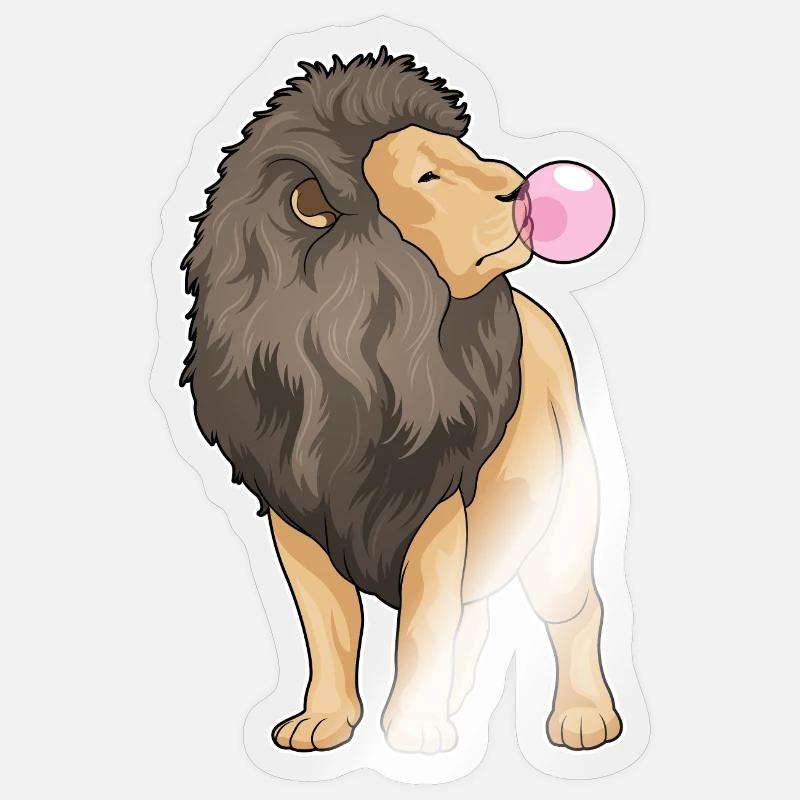 Löwe Kaugummi - Sticker Größe S (10 x 10 cm) - Transparent glänzend