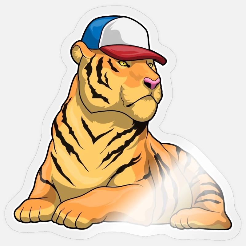 Tiger Cap - Sticker Größe S (10 x 10 cm) - Transparent glänzend
